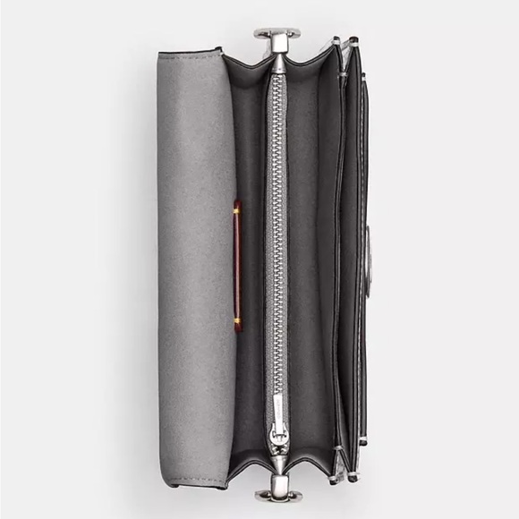 Coach Tabby Shoulder Bag 20 In Metallic silver NWT with crossbody strap - Picture 7 of 17